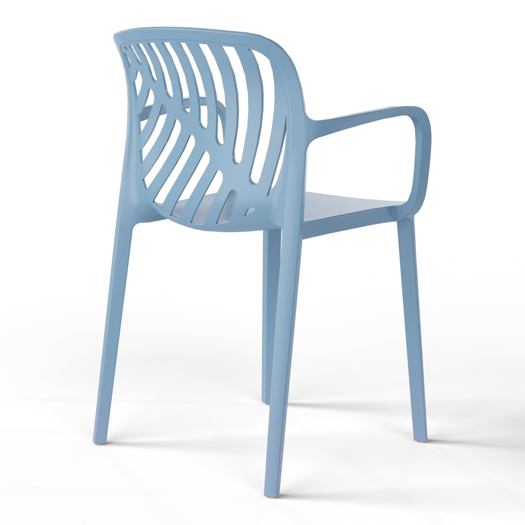 Playa Outdoor Modern Stackable Patio Dining Armchairs (Set of 2)