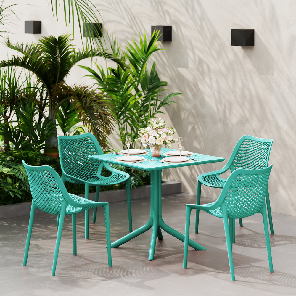Playa 31.5" Square Plastic Outdoor Patio Dining Table for 4
