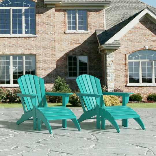 Dylan Outdoor Adirondack Chair With Ottoman 4-Piece Set