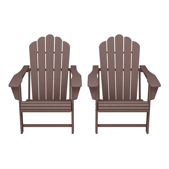 Highland Outdoor Patio HDPE Adirondack Chairs With Cup Holders (Set of 2)