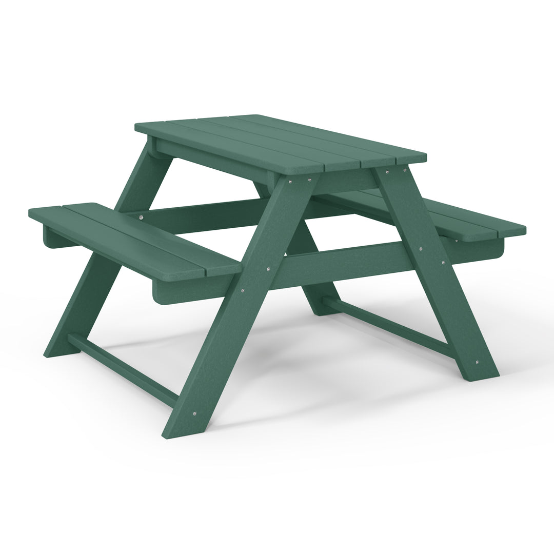 Malibu Outdoor Patio Kids HDPE Plastic Picnic Bench Table