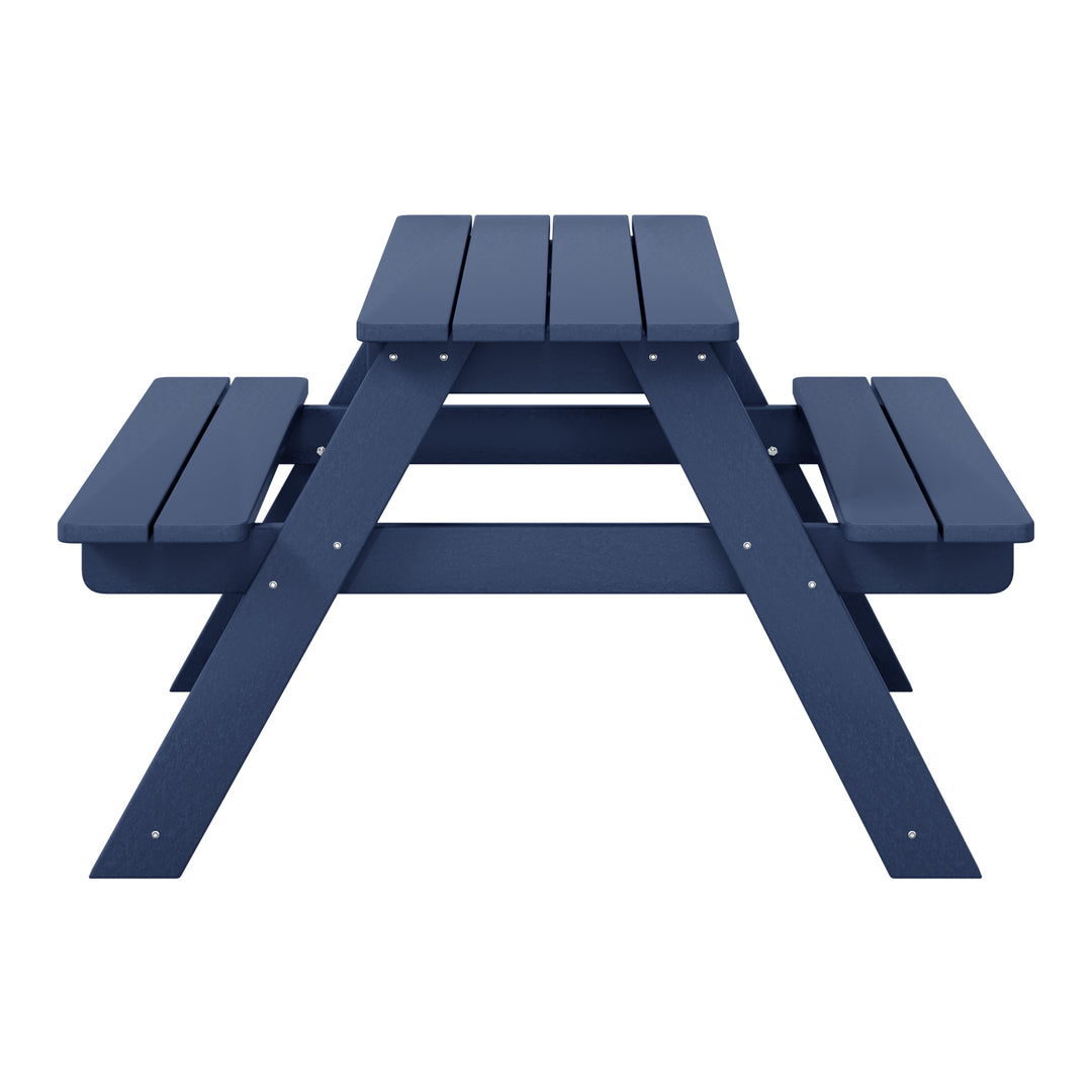 Malibu Outdoor Patio Kids HDPE Plastic Picnic Bench Table