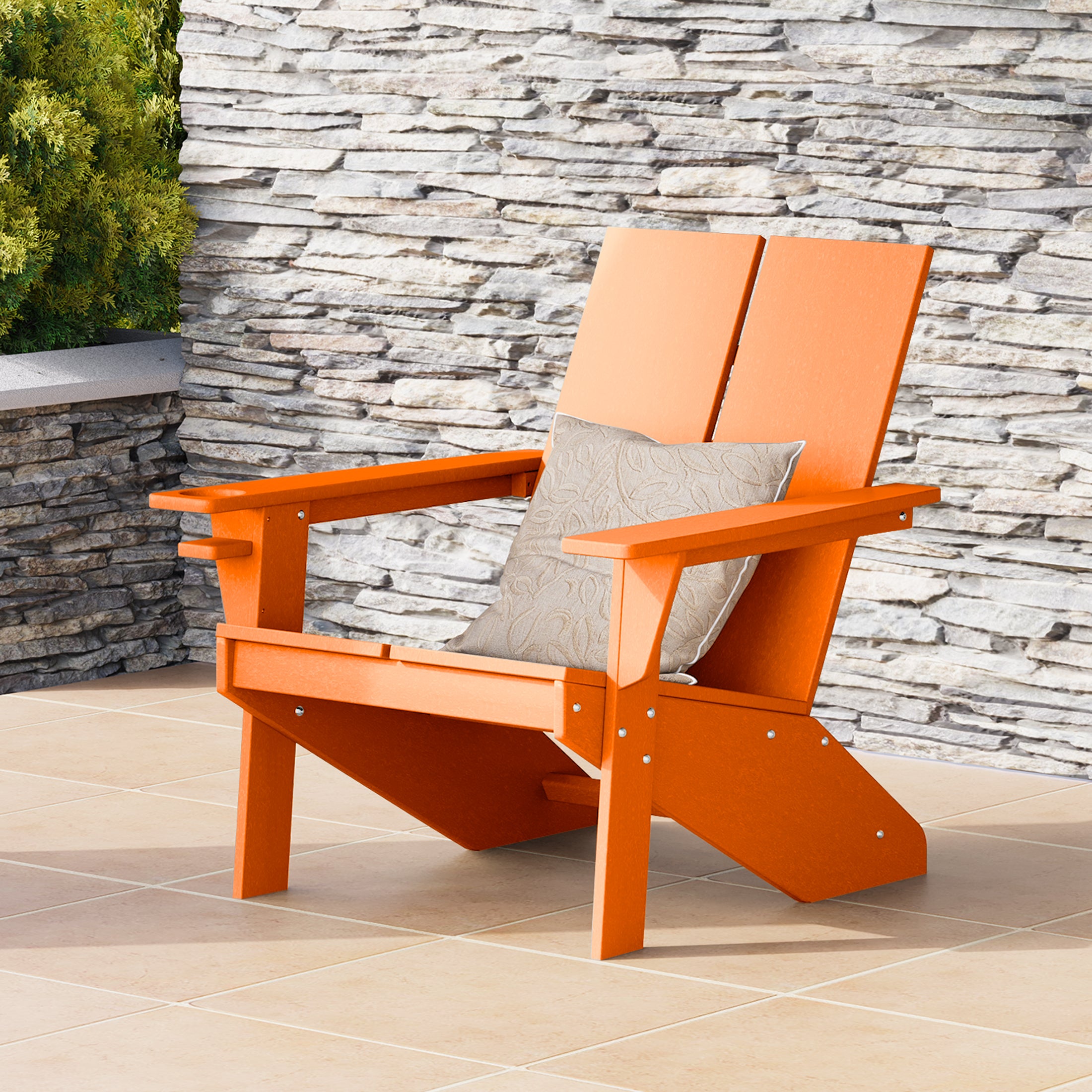 Riviera Outdoor HDPE Modern Adirondack Chair with Cup Holder