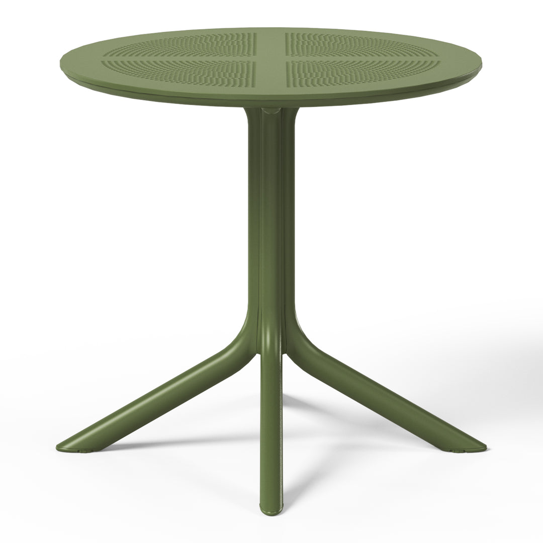 Playa Modern 5-Piece Resin Round Patio Dining Table Set with Stackable Patio Dining Chairs