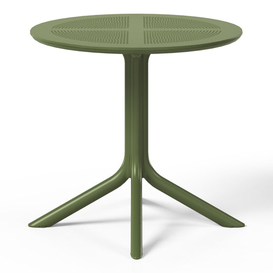 Playa Modern 5-Piece Resin Round Patio Dining Table Set with Stackable Patio Dining Chairs