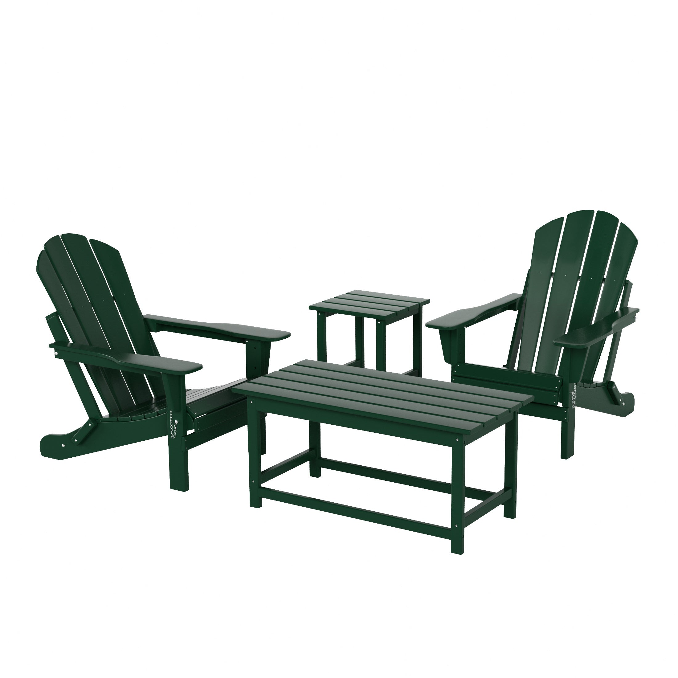 Malibu 4-Piece set Outdoor / Patio Poly Adirondack chairs with a Coffee and a side table ( 2 seater )