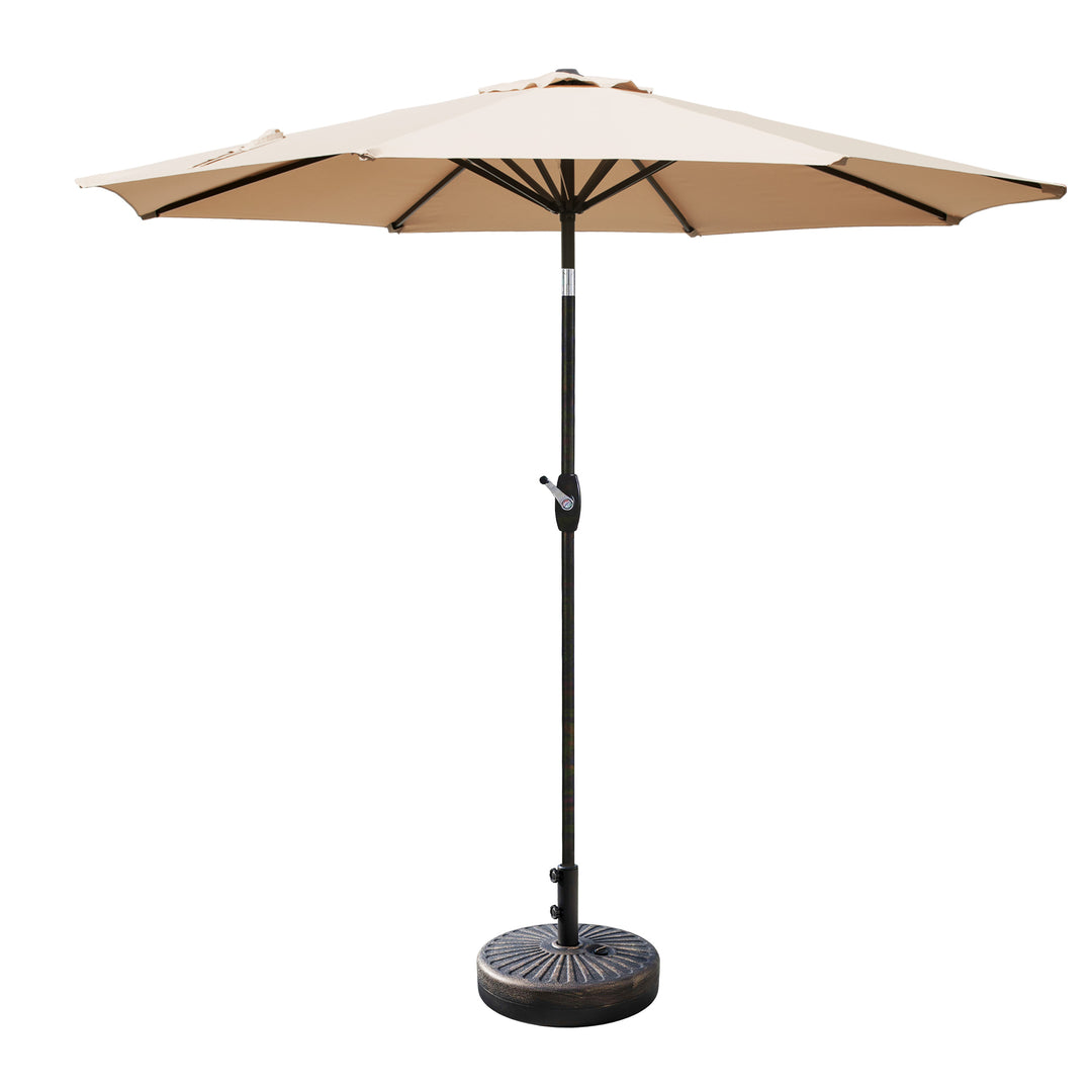 Paolo 9 ft. Patio Umbrella with Black Round Weight Base Kit