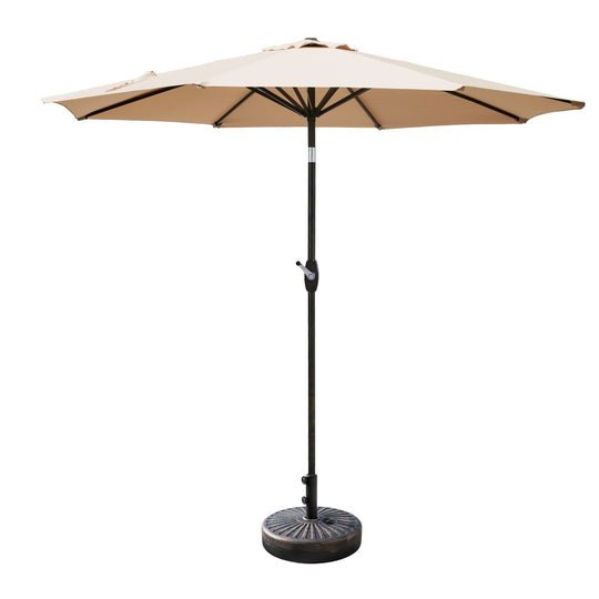 Paolo 9 ft. Patio Umbrella with Bronze Round Weight Base Kit