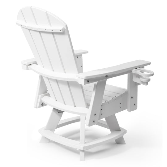 Malibu Outdoor HDPE Swivel Adirondack Patio Dining Chair With Cup Holder
