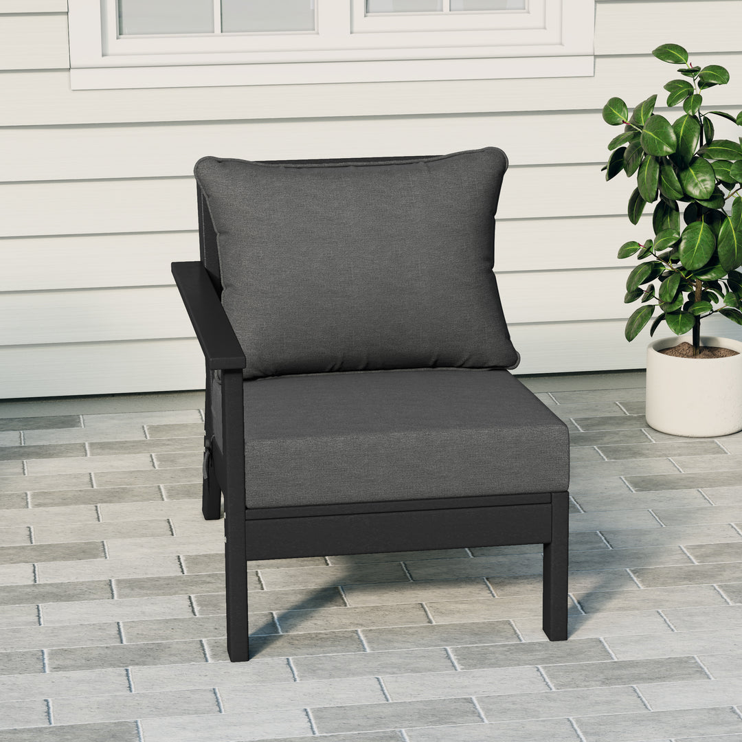 Avalon Outdoor Patio HDPE Left Arm Sectional Corner Club Chair with Patio Cushions