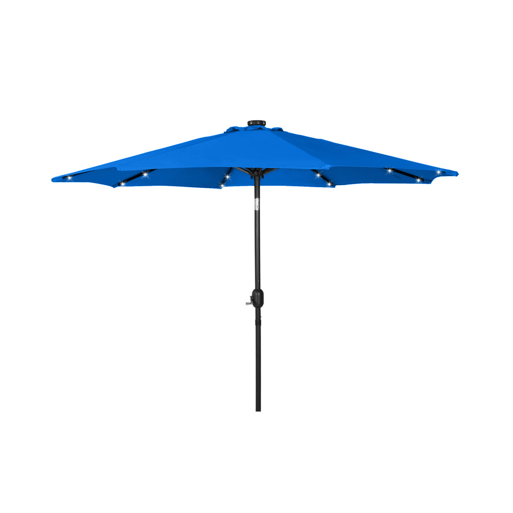 Cyrus 9 ft. Patio Solar Power LED Market Umbrella with Round Black Base