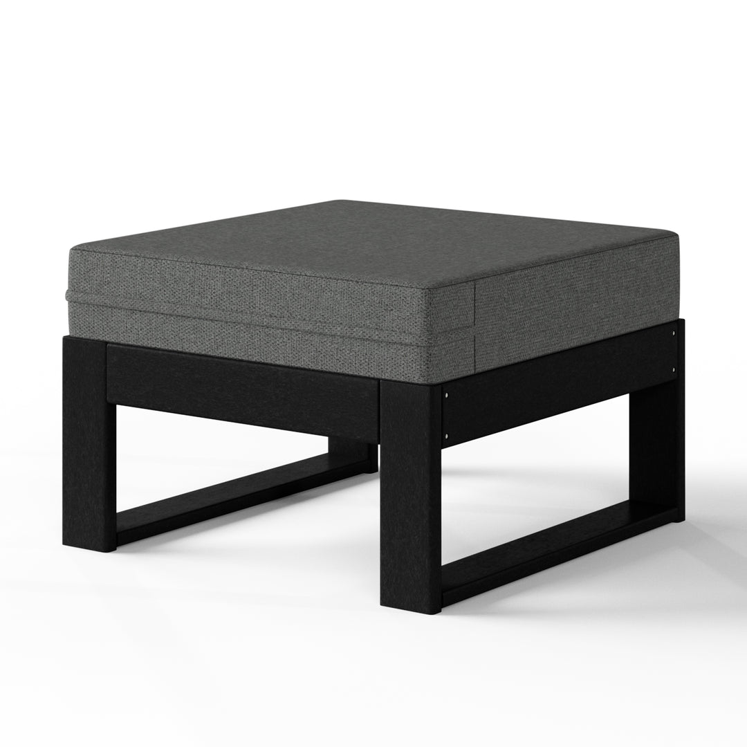 Montara Outdoor HDPE Patio Ottoman with Waterproof Olefin Cushions