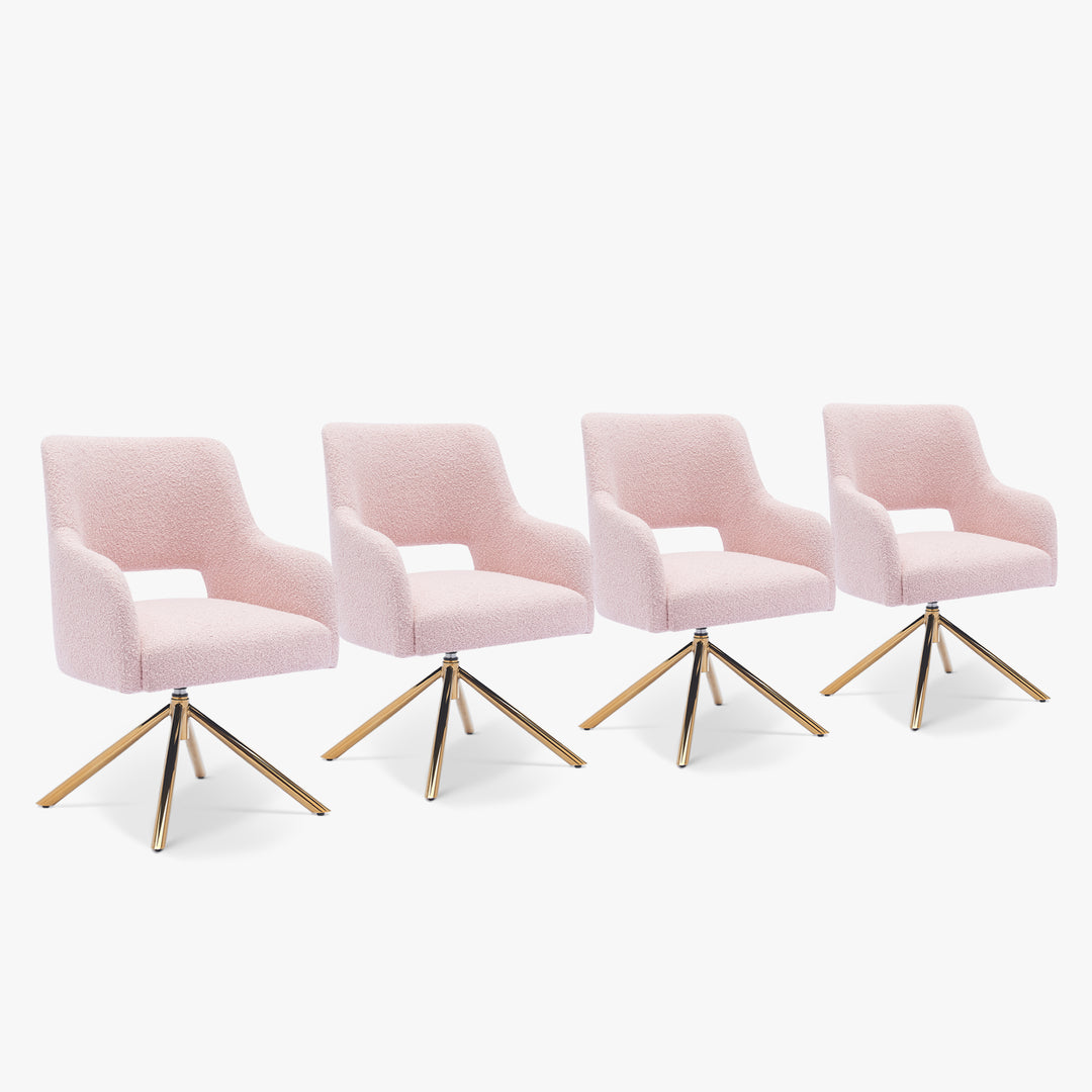 Genevieve Mid-Century Modern Wide Boucle Swivel Accent Arm Chair (Set of 4)