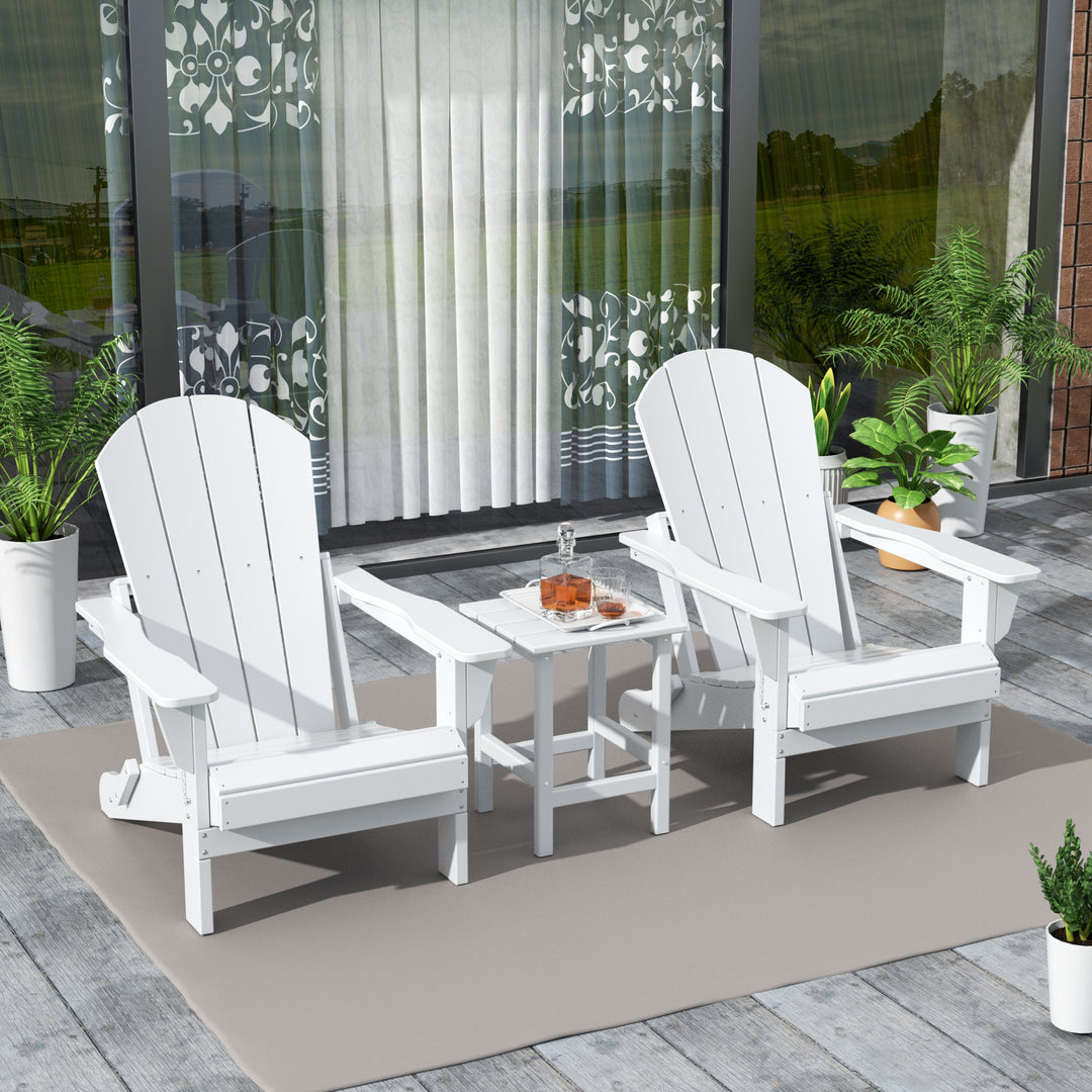 Malibu Westintrends 3-Piece set Outdoor / Patio Poly Adirondack chair set with a side table ( 2 seater )