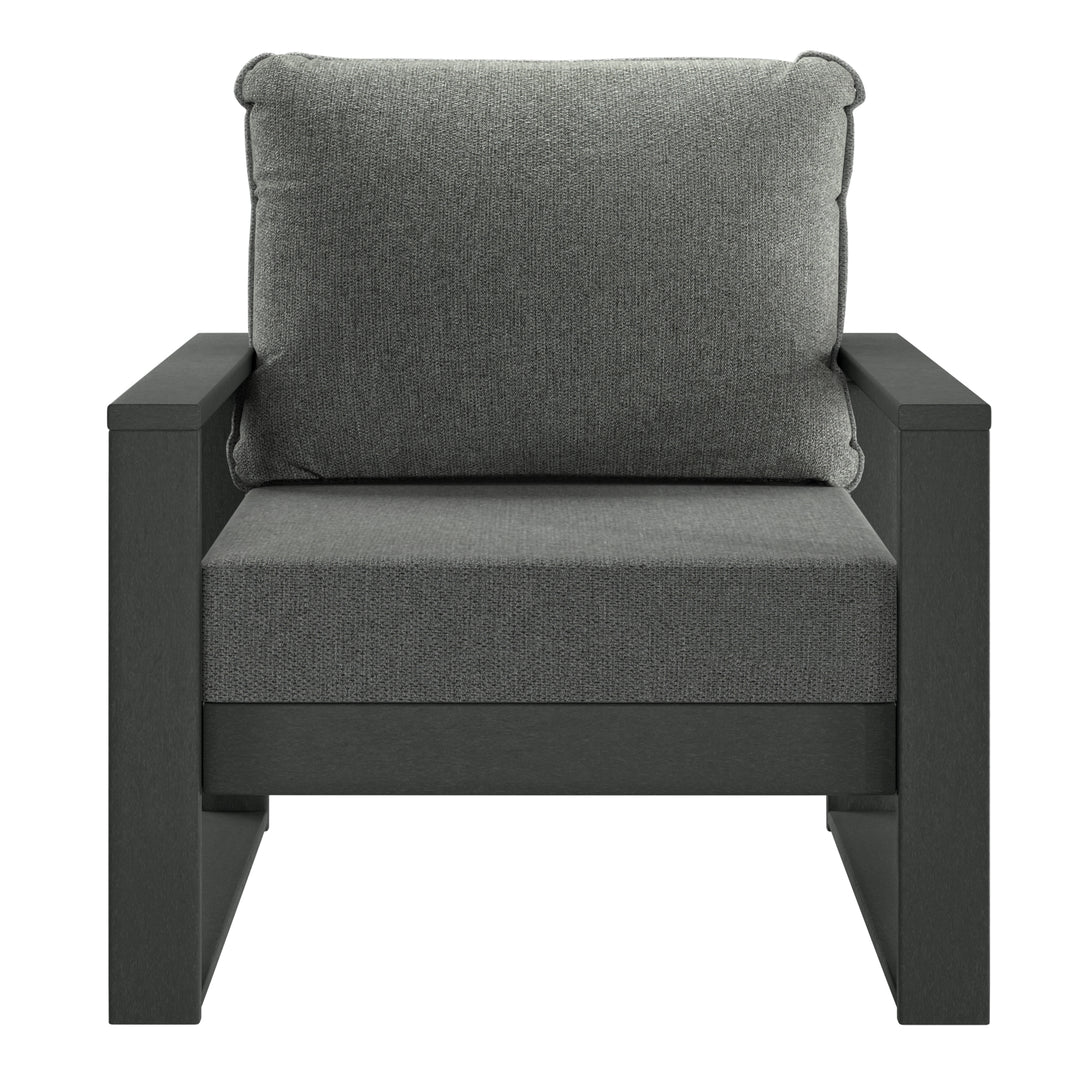 Outdoor Modern HDPE Patio Club Chair with Waterproof Deep Seat Cushions