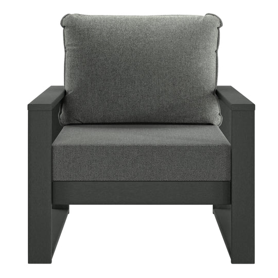 Outdoor Modern HDPE Patio Club Chair with Waterproof Deep Seat Cushions