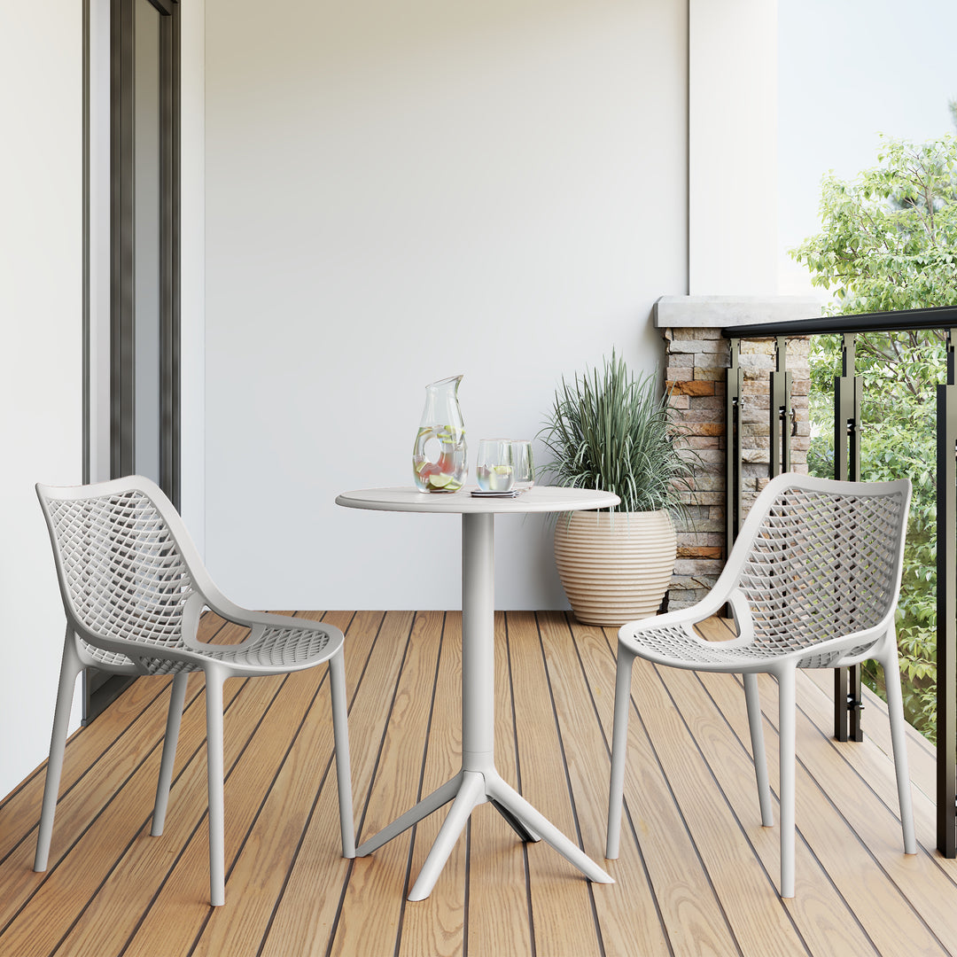 Playa 3-Piece Outdoor Resin Patio Bistro Set with Stackable Patio Dining Side Chairs