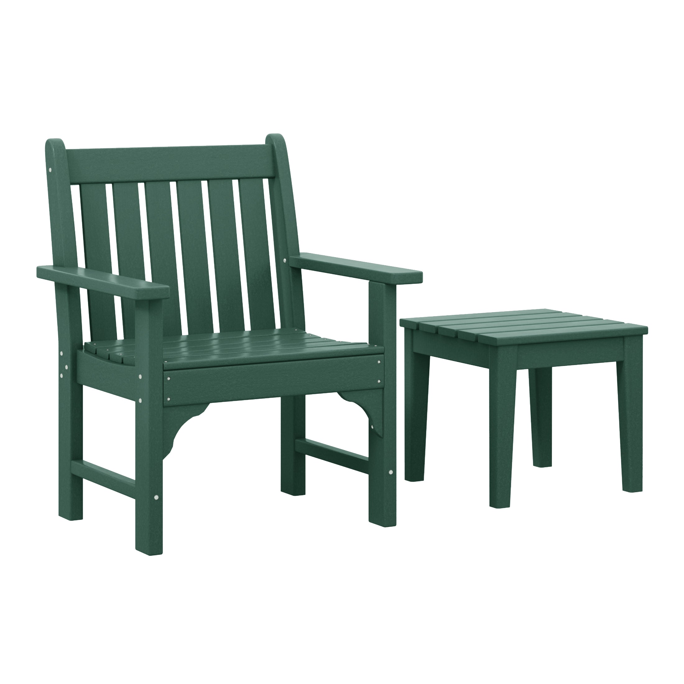Malibu Outdoor Patio 2-Piece HDPE Adirondack Garden Chair with Square Adirondack Side Table Set