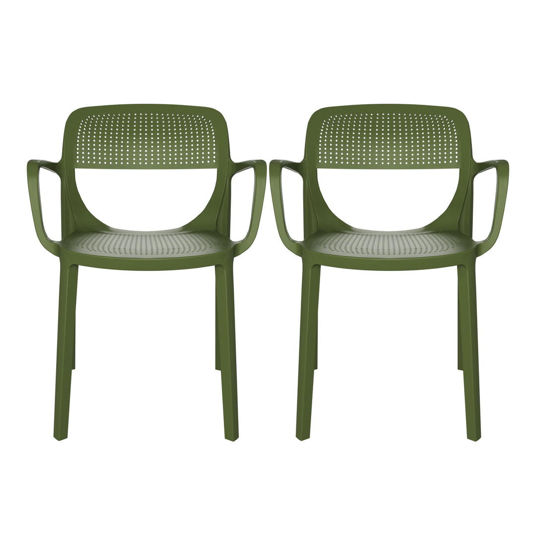 Playa Outdoor Stackable Plastic Resin Patio Dining Armchair (Set of 2)
