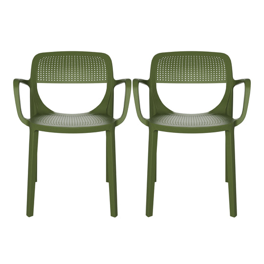 Playa Outdoor Stackable Plastic Resin Patio Dining Armchair (Set of 2)
