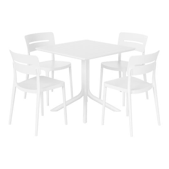 Playa Modern 5-Piece Resin Patio Dining Table Set with Stackable Patio Dining Chairs