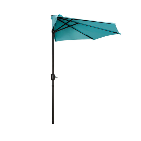 Aiden 9 Ft Outdoor Patio Half Market Umbrella with Half Base