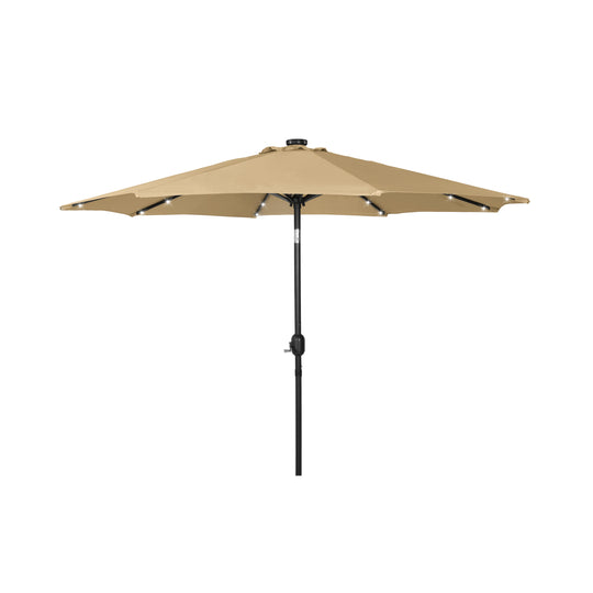 Cyrus 9 ft. Patio Solar Power LED Market Umbrella with Concrete Weight Base