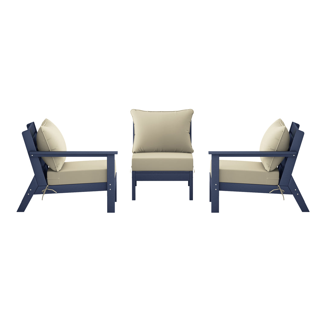 Avalon Outdoor Patio HDPE Sectional Sofa with Patio Cushions