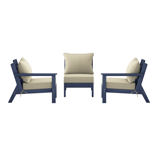 Avalon Outdoor Patio HDPE Sectional Sofa with Patio Cushions