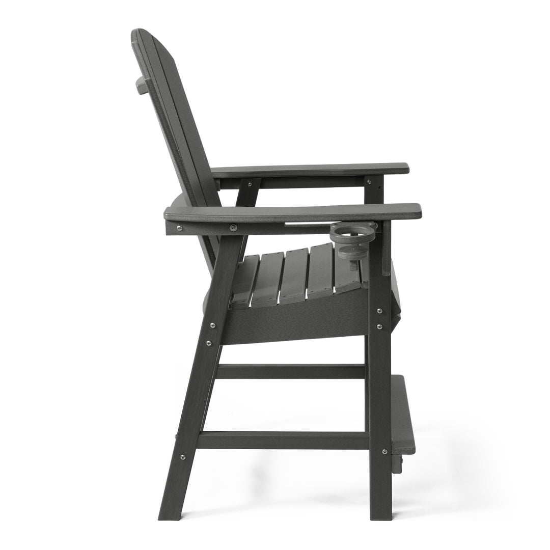 Malibu Outdoor HDPE  Tall Adirondack Counter Height Bar Chair With Cup Holder