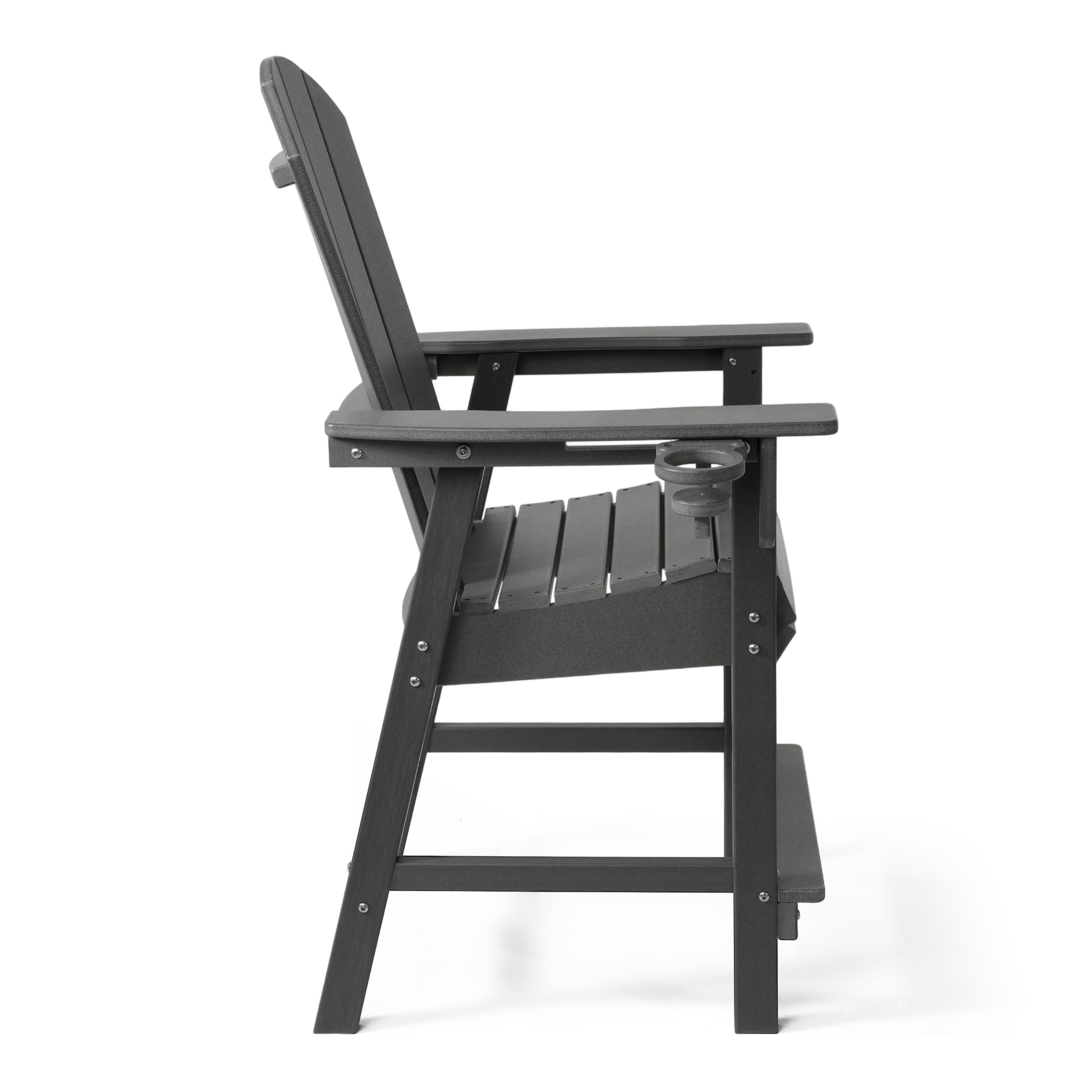 Malibu Outdoor HDPE  Tall Adirondack Counter Height Bar Chair With Cup Holder