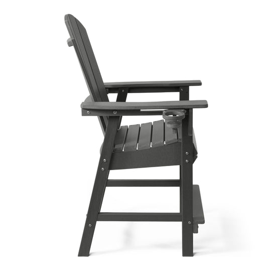 Malibu Outdoor HDPE  Tall Adirondack Counter Height Bar Chair With Cup Holder