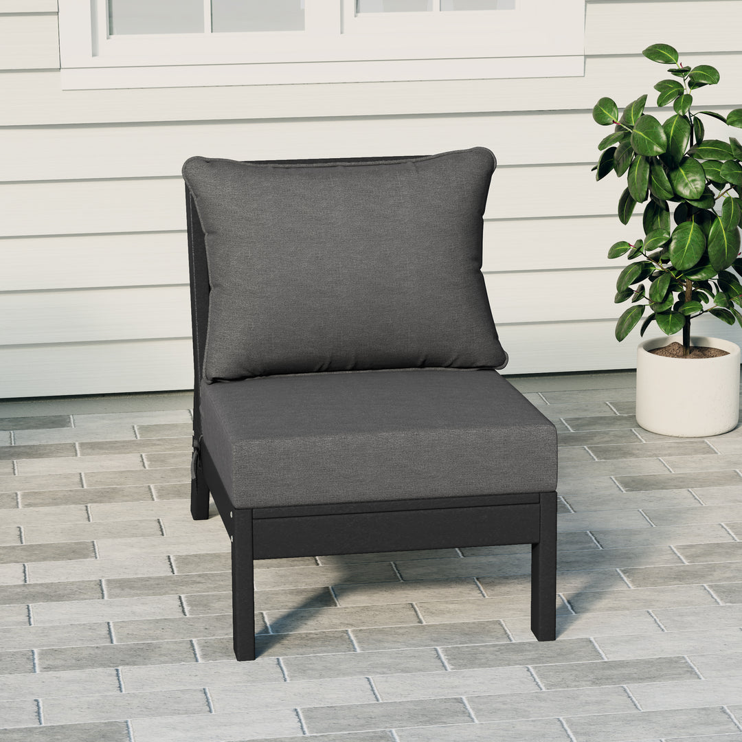 Avalon Outdoor HDPE Deep Seating Modular Armless Patio Chair with Patio Cushions