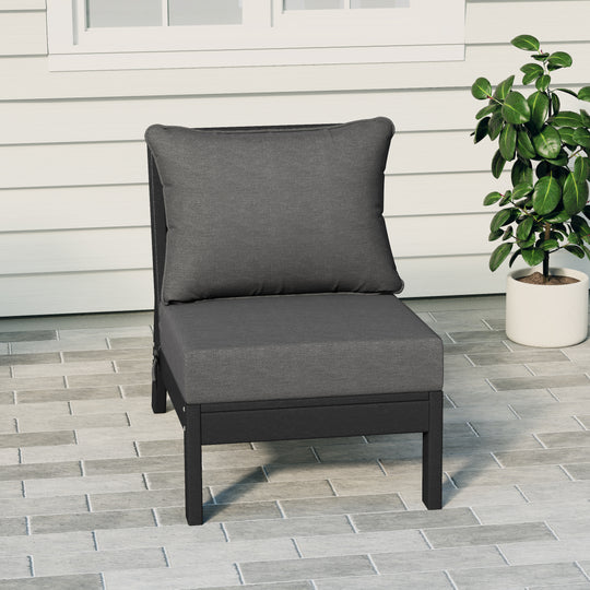 Avalon Outdoor HDPE Deep Seating Modular Armless Patio Chair with Patio Cushions