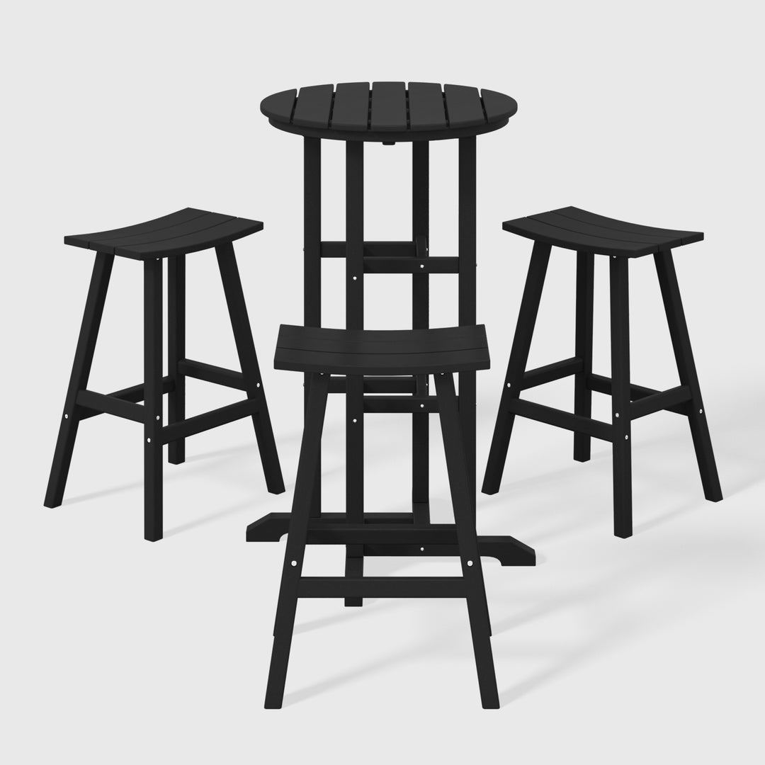 Malibu Outdoor Patio Bar Height Table and Bar Stool 3-Piece Set