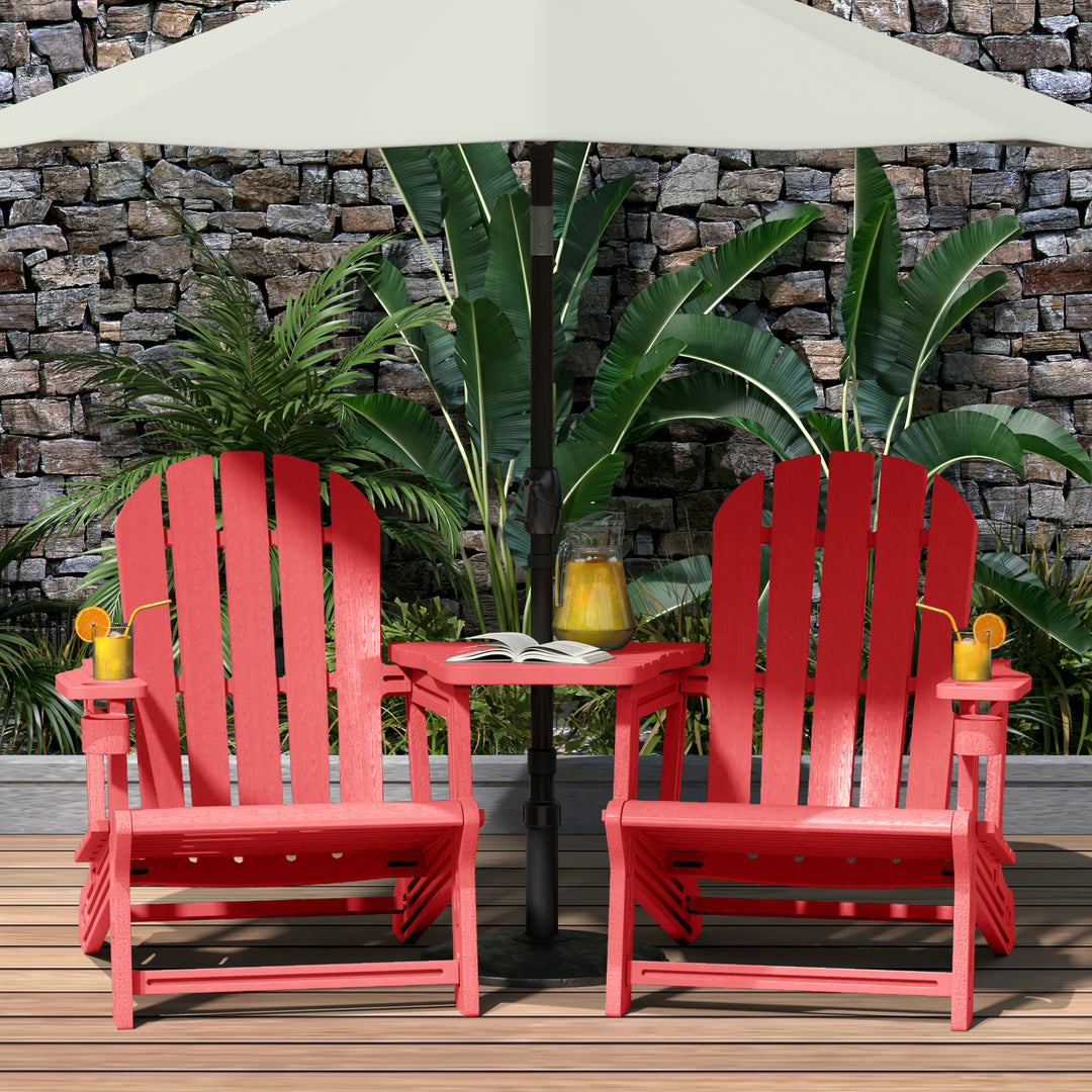 Azura Outdoor HDPE Adirondack Chairs With Connecting Table Tray (Set of 2)