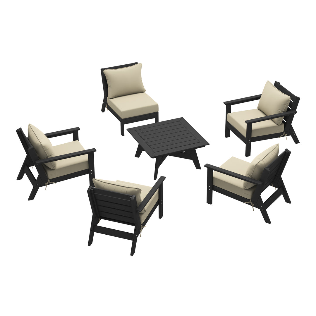 Avalon Outdoor 6-Piece Modular Sectional Patio Furniture Sofa Set