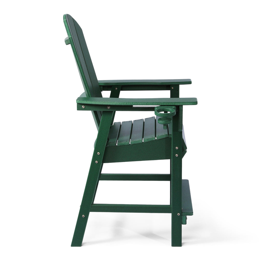 Malibu Outdoor HDPE  Tall Adirondack Counter Height Bar Chair With Cup Holder