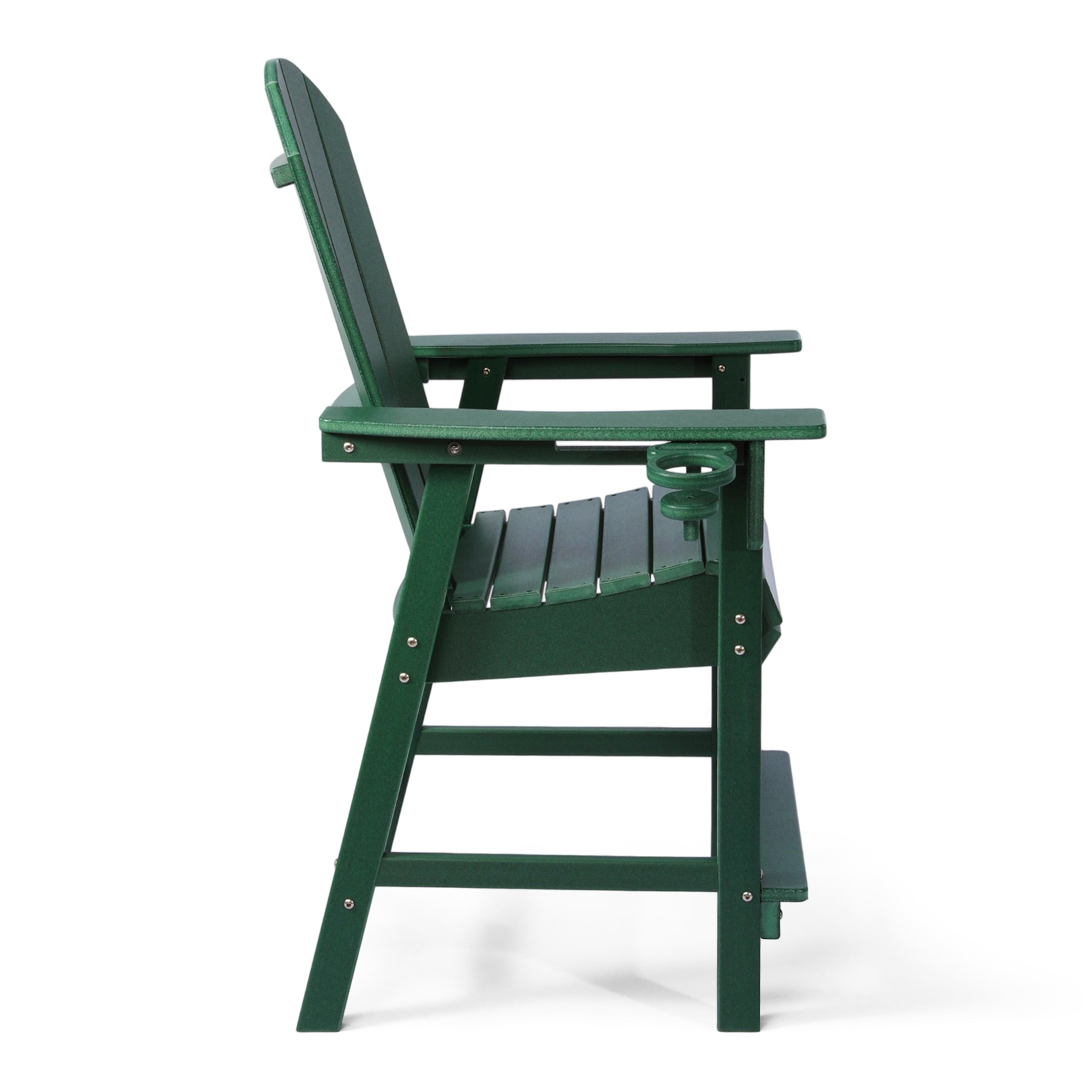 Malibu Outdoor HDPE  Tall Adirondack Counter Height Bar Chair With Cup Holder