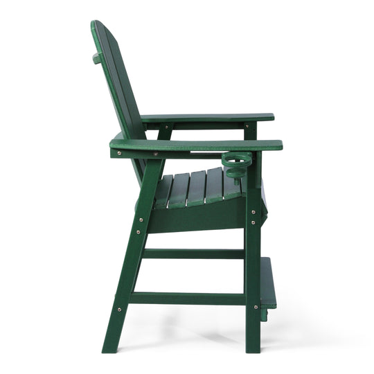 Malibu Outdoor HDPE  Tall Adirondack Counter Height Bar Chair With Cup Holder