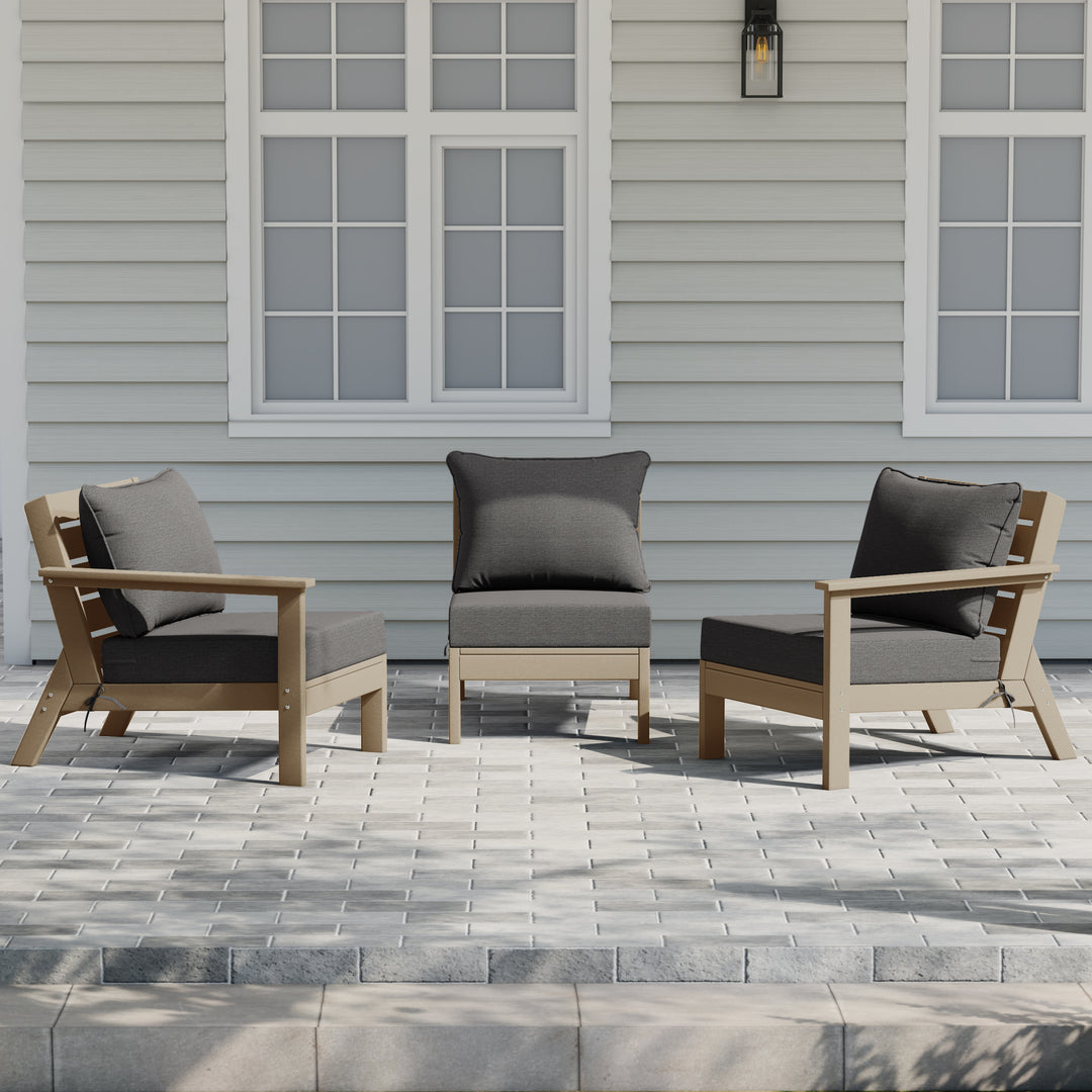 Avalon Outdoor Patio HDPE Sectional Sofa with Patio Cushions