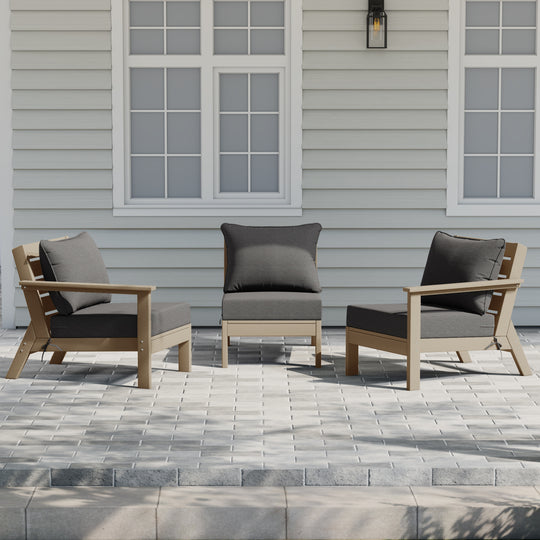 Avalon Outdoor Patio HDPE Sectional Sofa with Patio Cushions