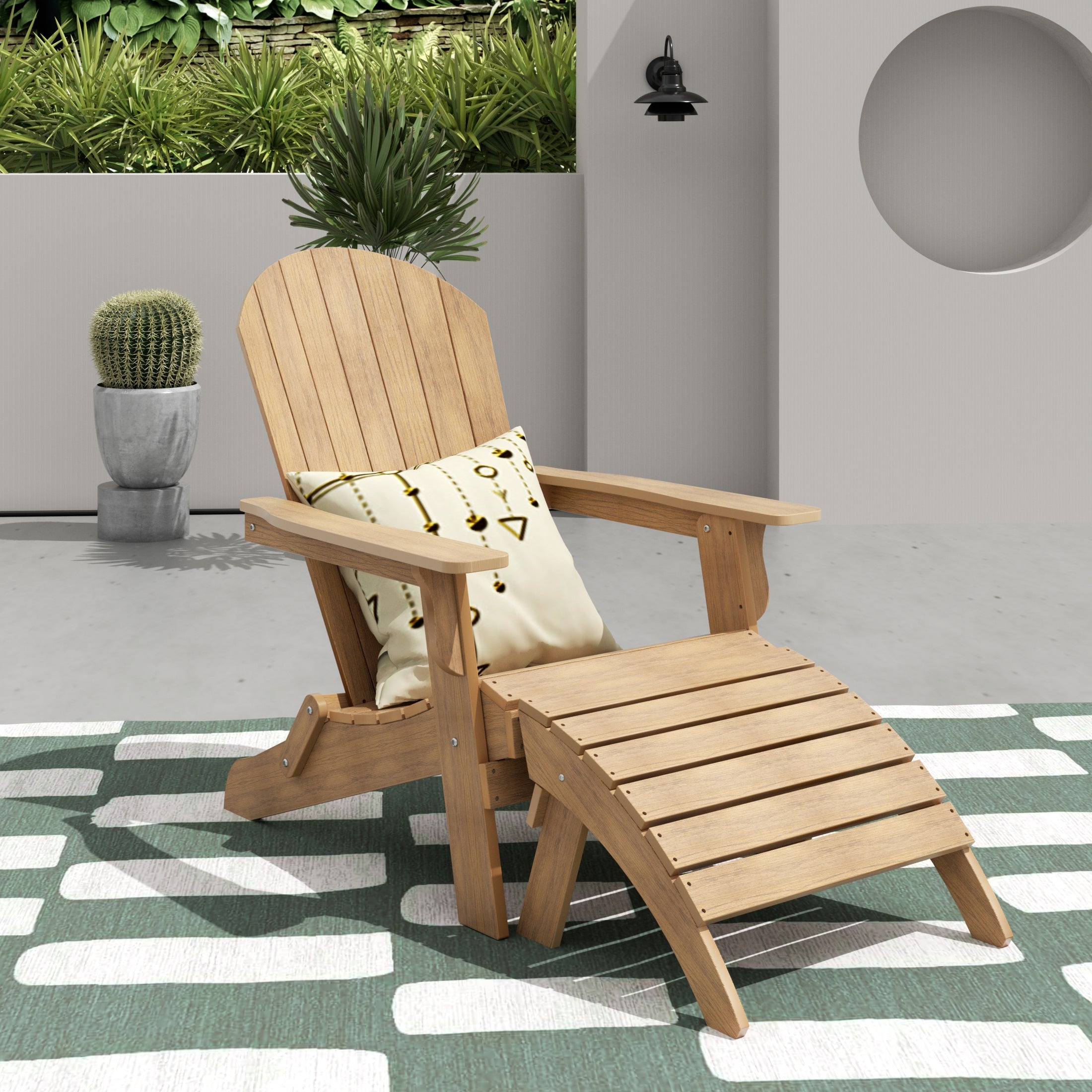 Tuscany 2-Piece HIPS Outdoor Folding Adirondack Seashell Chair With Folding Ottoman