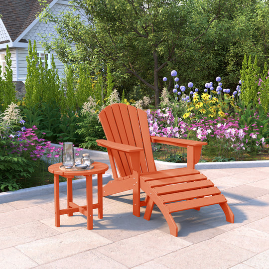 Dylan Outdoor Adirondack Chair With Ottoman And Side Table 3-Piece Set