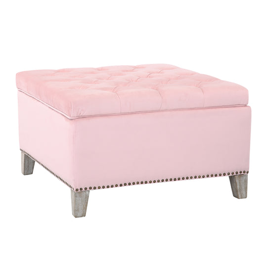 Wordford Square Velvet Tufted Storage Ottoman