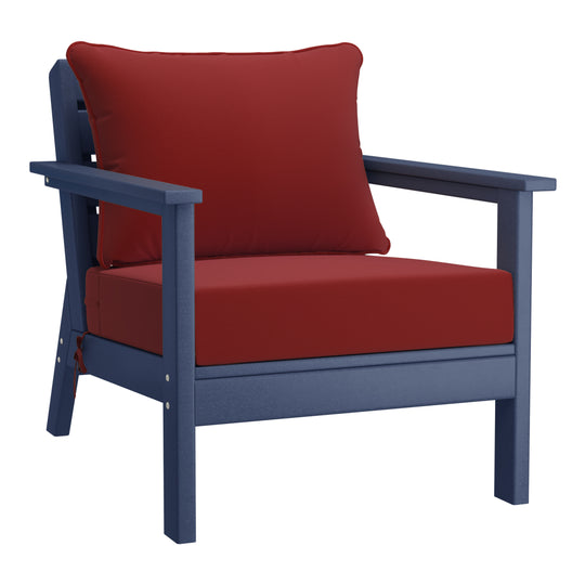 Avalon Outdoor Modern HDPE Patio Club Chairs with Deep Seat Cushions (Set of 2)