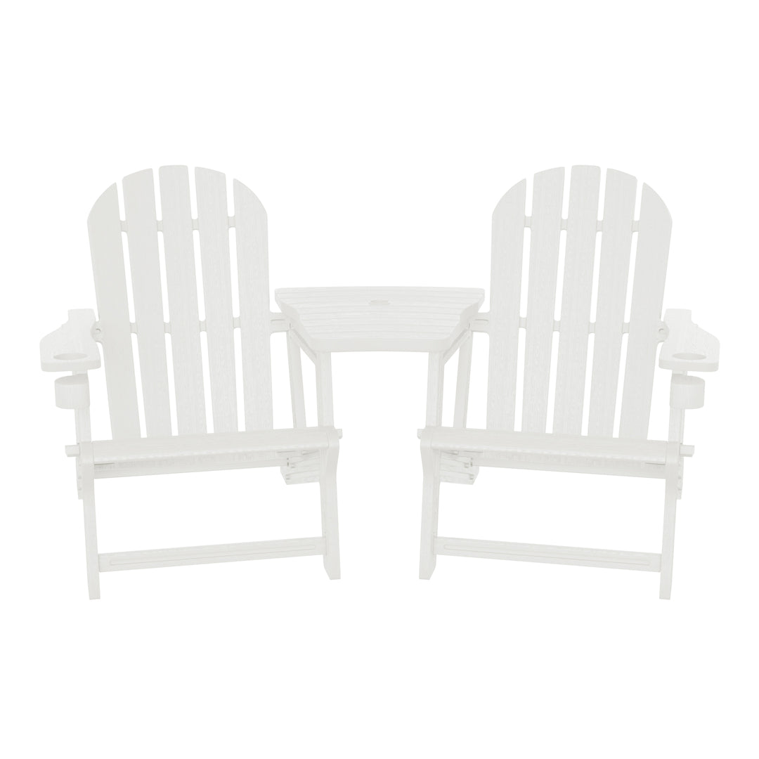 Azura Outdoor HDPE Adirondack Chairs With Connecting Table Tray (Set of 2)
