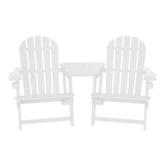 Azura Outdoor HDPE Adirondack Chairs With Connecting Table Tray (Set of 2)