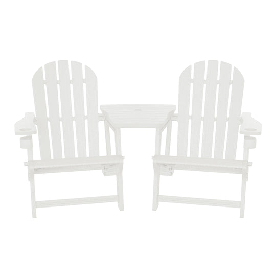 Azura Outdoor HDPE Adirondack Chairs With Connecting Table Tray (Set of 2)