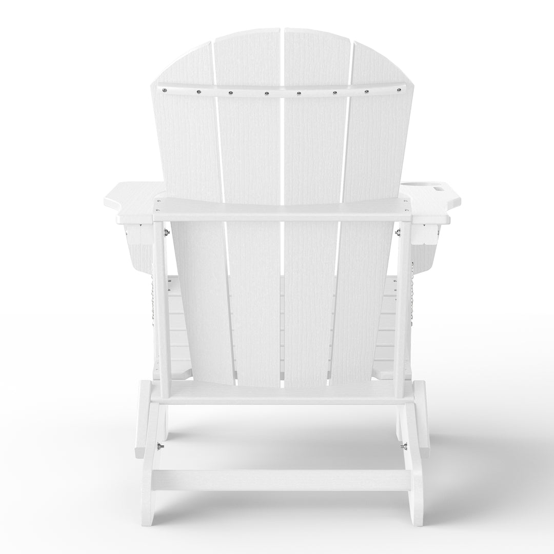 Nantucket Outdoor Patio HDPE Resin Adirondack Chair With Cup Holder and Phone Holder